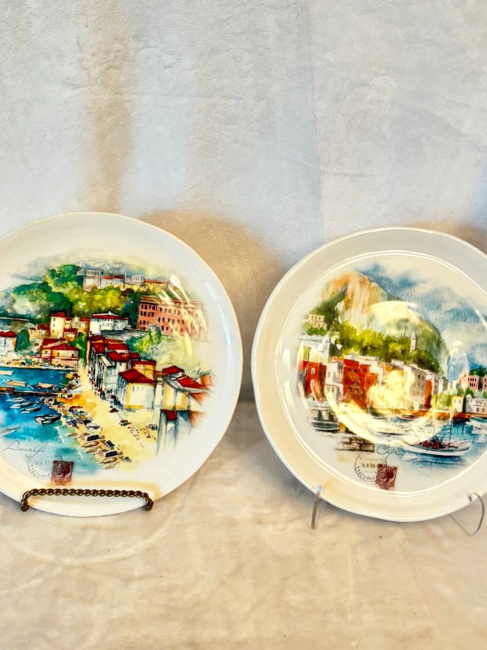 Ceramica Cuore Amalfi & Capri 9.5" Round Decoration Plates Set 2 Seaside Italy